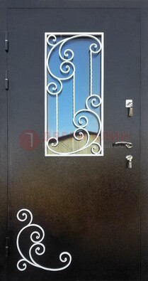 Входная дверь Порошок со стеклом и ковкой ДСК-278 в Краснознаменске