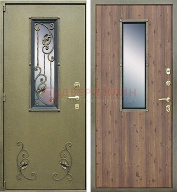 Офисная железная дверь со стеклом и ковкой ДСК-44 в Краснознаменске