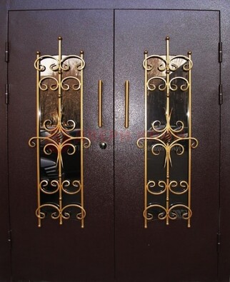 Металлическая дверь с ковкой и остеклением ДСК-49 в Краснознаменске