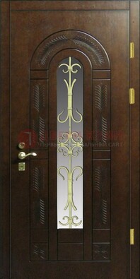Дизайнерская металлическая дверь со стеклом и ковкой ДСК-50 в Краснознаменске