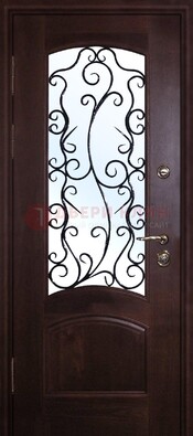 Металлическая дверь со стеклом и ковкой ДСК-6 в квартиру в Краснознаменске