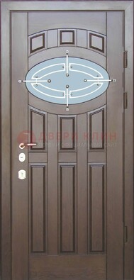 Квартирная металлическая дверь со стеклом и ковкой ДСК-7 в Краснознаменске