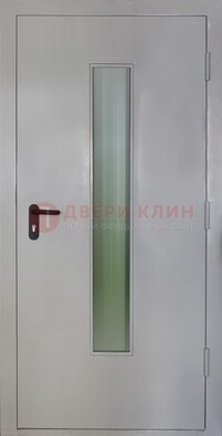 Белая металлическая противопожарная дверь со стеклянной вставкой ДТ-2 в Краснознаменске