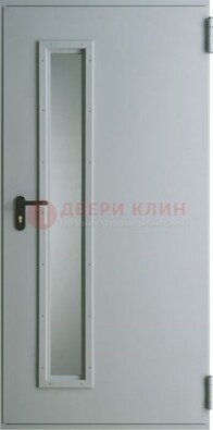 Белая железная противопожарная дверь со вставкой из стекла ДТ-9 в Краснознаменске