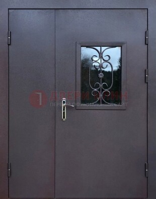 Тамбурная дверь Порошок со стеклом и ковкой ДТМ-48 в Краснознаменске