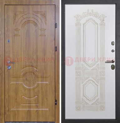 Входная дверь Дверь с виноритом с панелями Итальянский орех и Белой отделкой ДВТ-104 в Краснознаменске