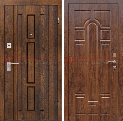 Стальная коричневая дверь с МДФ и коричневой МДФ внутри ДМ-1388 в Краснознаменске
