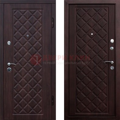 Коричневая металлическая дверь с МДФ с двух сторон ДМ-1555 в Краснознаменске