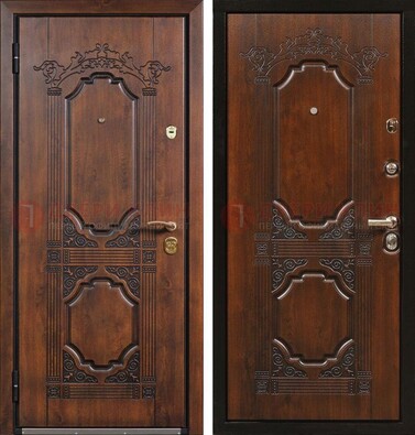 Коричневая железная дверь с виноритом и узором ДВТ-211 в Краснознаменске