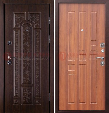 Темная металлическая дверь с виноритом и узором ДВТ-224 в Краснознаменске