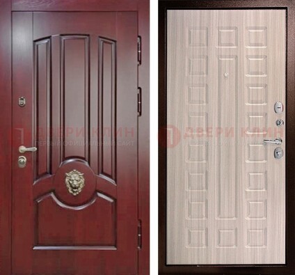 Темно-красная входная дверь с виноритом ДВТ-234 в Краснознаменске