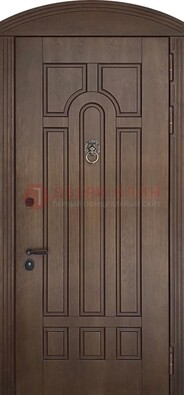 Коричневая стальная дверь с виноритом в форме арки ДВТ-237 в Краснознаменске