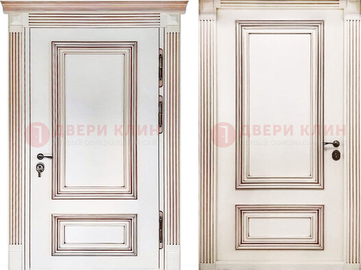 Белая металическая дверь с виноритом для дома ДВТ-239 в Краснознаменске