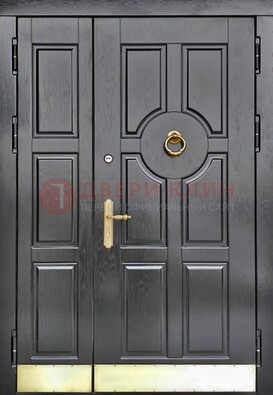 Черная металическая дверь с виноритом для дома ДВТ-241 в Краснознаменске