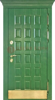 Входная зеленая дверь с виноритом для коттеджа ДВТ-249 в Краснознаменске