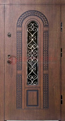 Стальная коричневая дверь с виноритом и МДФ ДВТ-81 в Краснознаменске