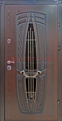 Стальная коричневая дверь с виноритом и МДФ ДВТ-83 в Краснознаменске
