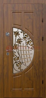 Стальная филенчатая дверь с виноритом ковкой и стеклом ДВТ-84 в Нижнем Новгороде