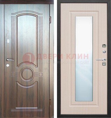 Светло-коричневая дверь c виноритом с узором и филенчатой МДФ ДЗ-120 в Краснознаменске