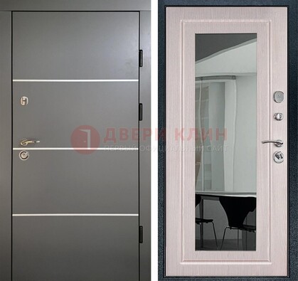 Черная металлическая дверь с зеркалом ДЗ-12 в Краснознаменске