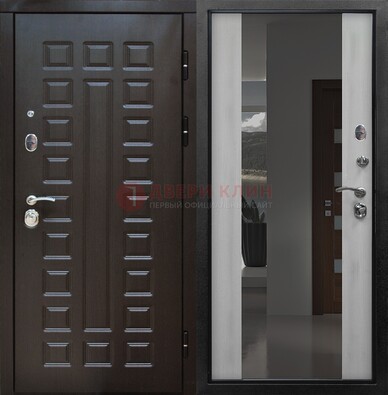 Коричневая металлическая дверь с зеркалом ДЗ-22 в Краснознаменске