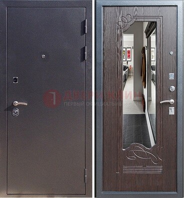 Черная входная дверь с зеркалом МДФ внутри ДЗ-29 в Краснознаменске