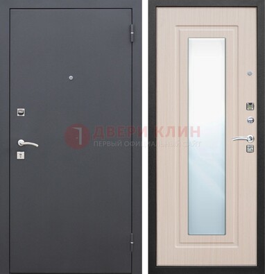 Черная входная дверь с зеркалом МДФ внутри ДЗ-31 в Краснознаменске