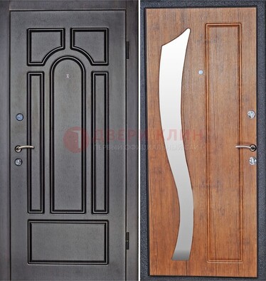 Темная железная дверь с зеркалом ДЗ-35 в Краснознаменске