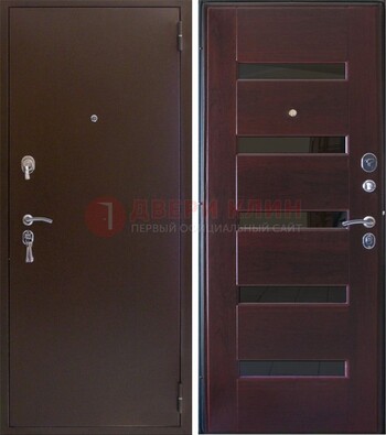 Темная железная дверь с зеркалом ДЗ-42 в Краснознаменске