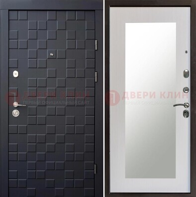 Черная стальная дверь МДФ и зеркалом ДЗ-50 в Краснознаменске