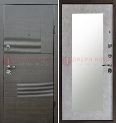 Серая входная дверь с МДФ панелью и зеркалом внутри ДЗ-51 в Краснознаменске