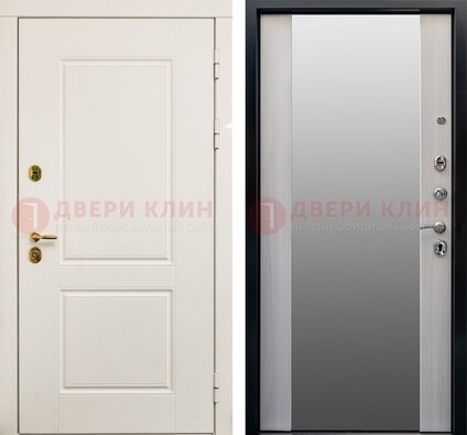 Белая стальная дверь с большим зеркалом ДЗ-73 в Краснознаменске