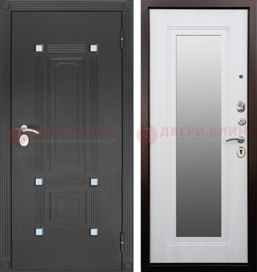 Стальная черная дверь МДФ с зеркалом ДЗ-76 в Краснознаменске