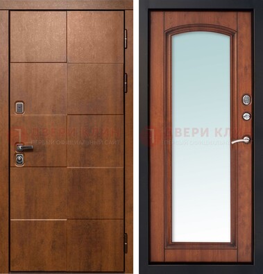 Белая филенчатая дверь с фрезерованной МДФ и зеркалом ДЗ-81 в Краснознаменске