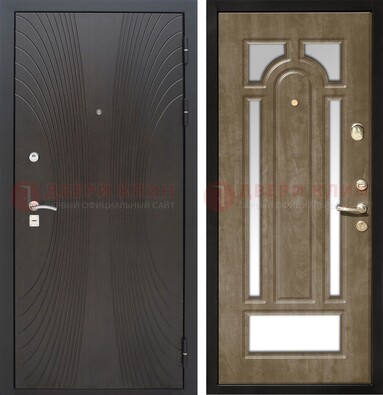Темная металлическая дверь МДФ с различными зеркальными вставками внутри ДЗ-82 в Краснознаменске