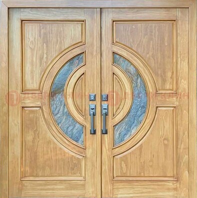 Двухстворчатая металлическая дверь с витражом ВЖ-11 в Краснознаменске