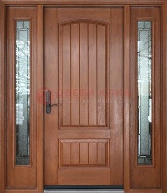 Стальная дверь с массивом дуба и витражом для дома ВЖ-17 в Краснознаменске
