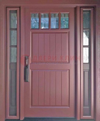 Входная дверь с массивом с фрамугами и витражом ВЖ-19 в Краснознаменске