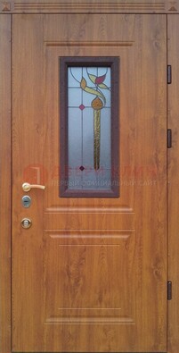Железная дверь с МДФ и витражом ВЖ-24 в Краснознаменске